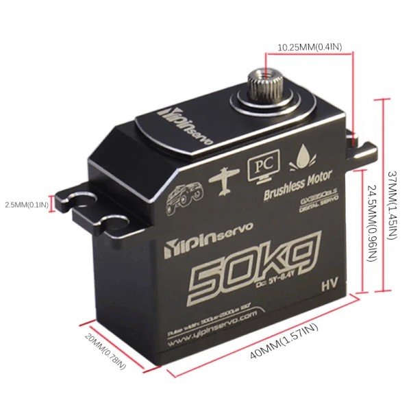 Yipinservo basso profilo impermeabile Brushless Servo 50kg 180 gradi in alluminio digitale in metallo ingranaggio per RC auto camion cingolato barca UAV